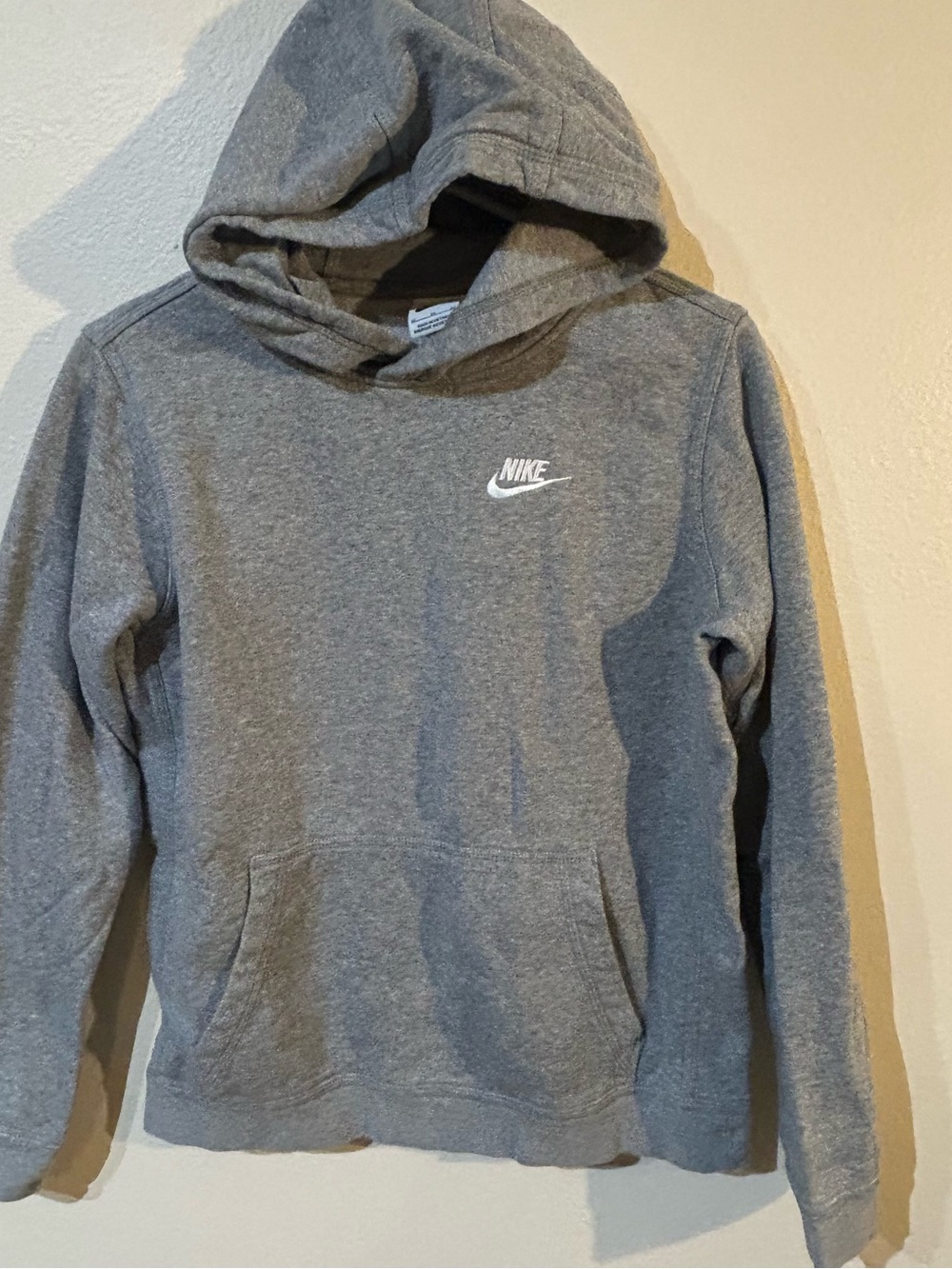 Nike Kids Gray Hoodie Sweatshirt with White Logo